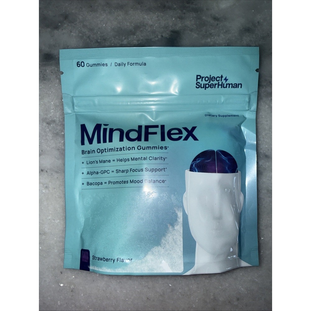 Project SuperHuman MindFlex Brain Optimization Gummies Lions Mane Alpha-GPC 60ct